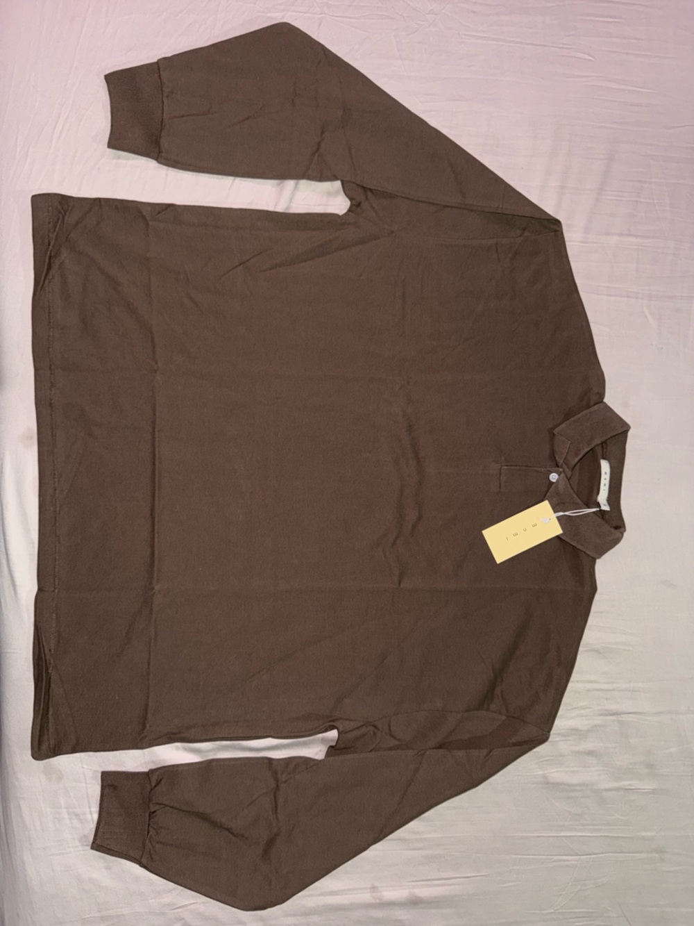 MNML Men's Brown Long-Sleeve Polo